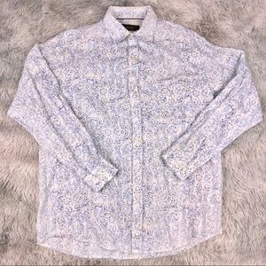 Tasso Elba Paisley Linen Long Sleeve Button Shirt